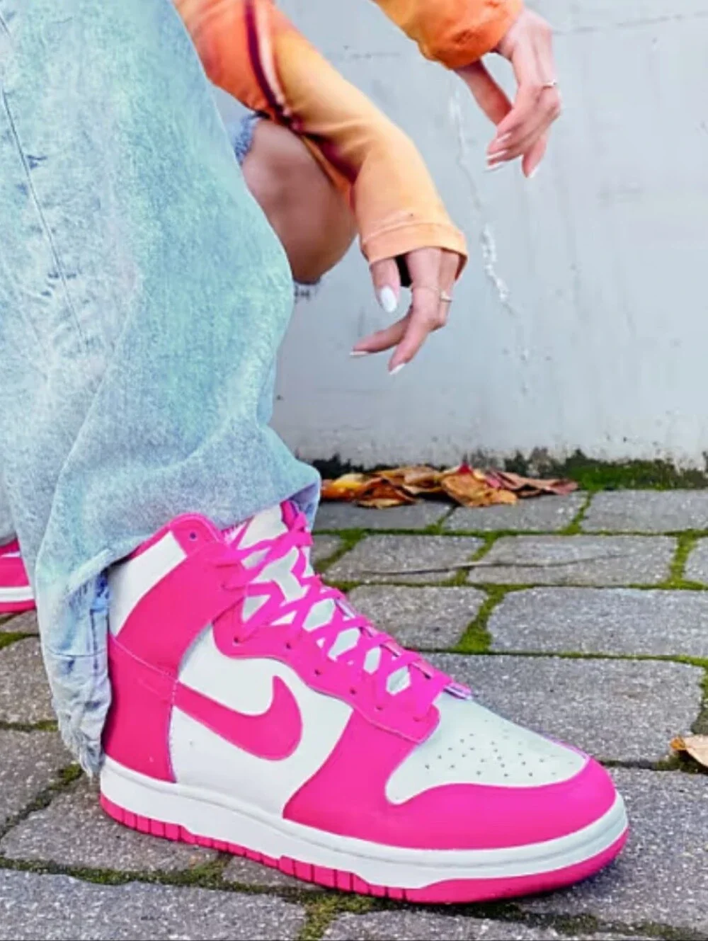 Nike Dunk High Prime Pink & White Combo Sneakers Women's Size 9